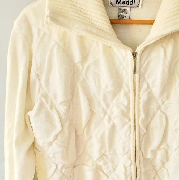 Maddie Ivory Acrylic Zip Front Sweater Size Large - Picture 3 of 4